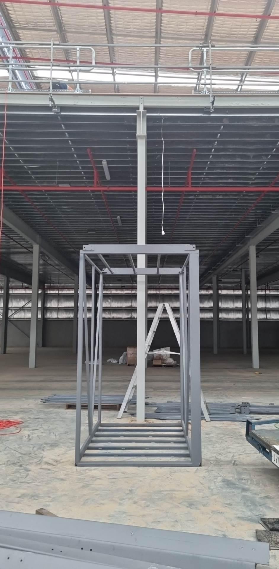 The first shaft module standing beneath the mezzanine