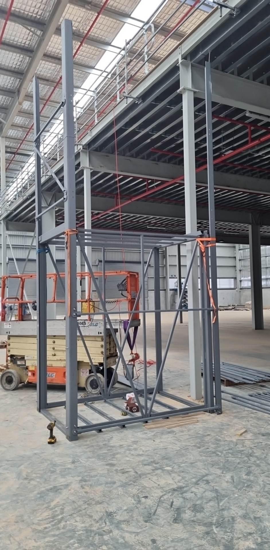The shaft frame braced and aligned