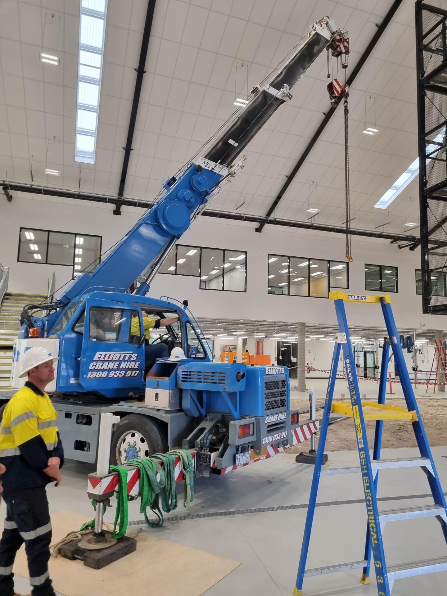 The goods lift tower in place at the mezzanine