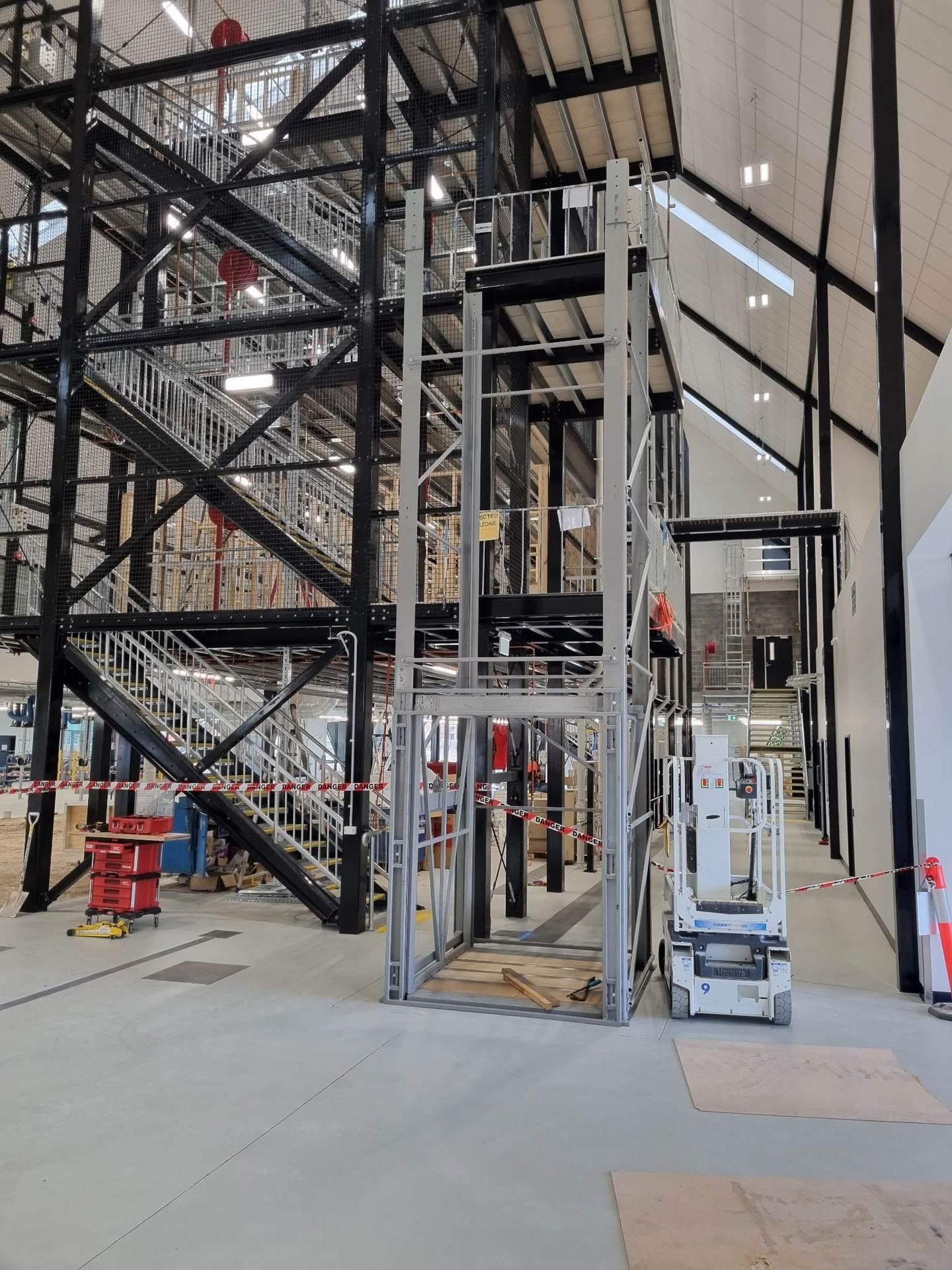 Crane work inside the TasTAFE facility