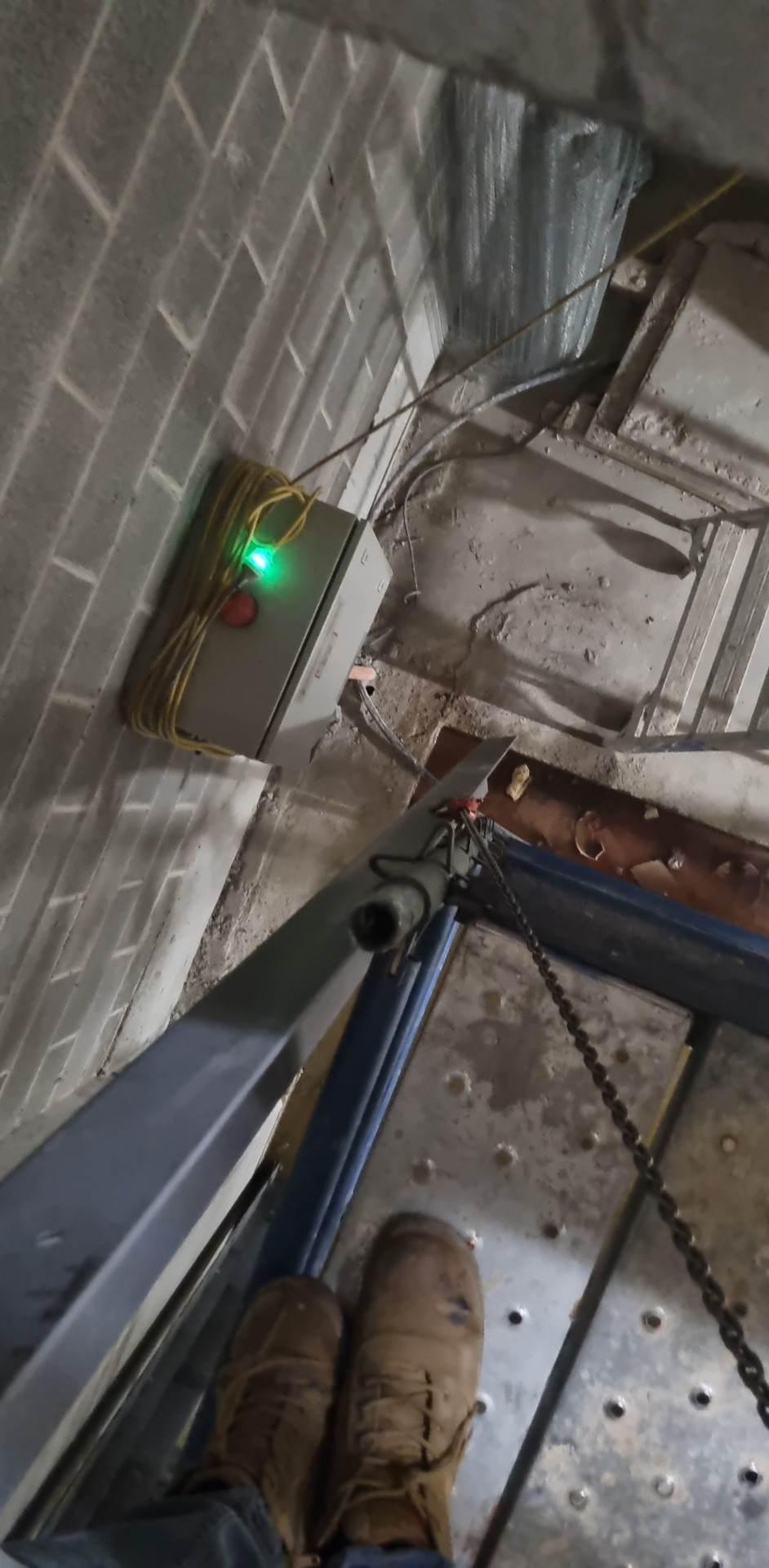 The lift controls coming to life inside the shaft