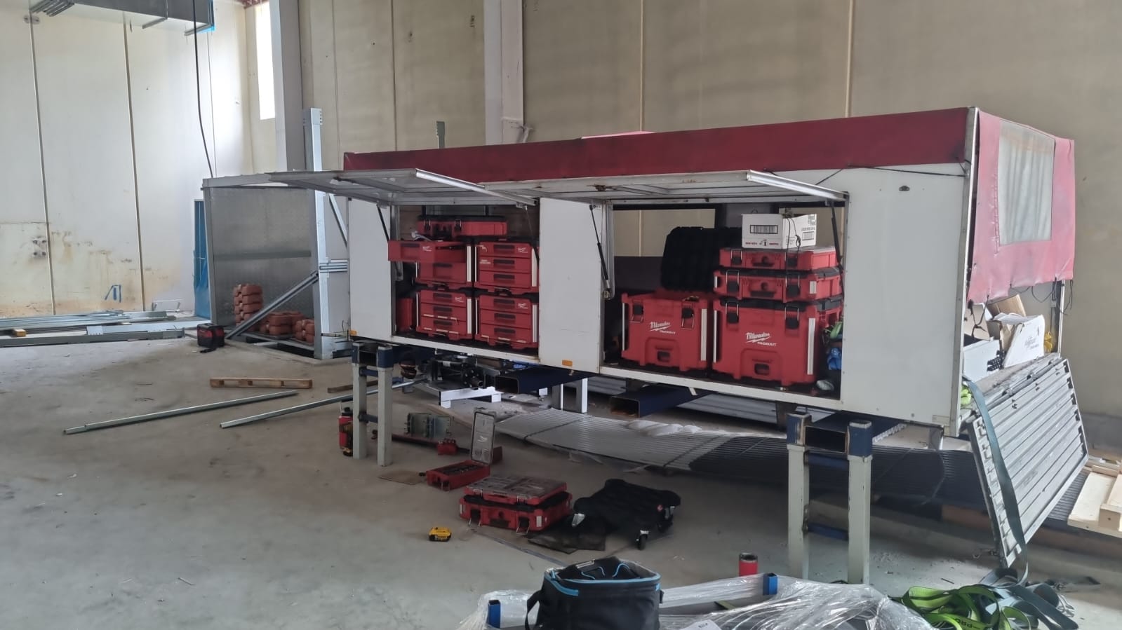 The TLS install trailer set up on site